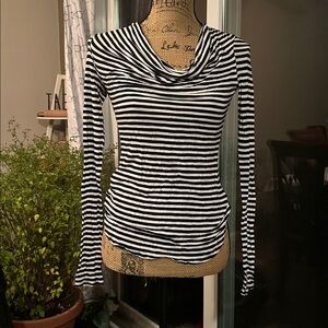 BCBGMaxAzria Black and White Striped Top